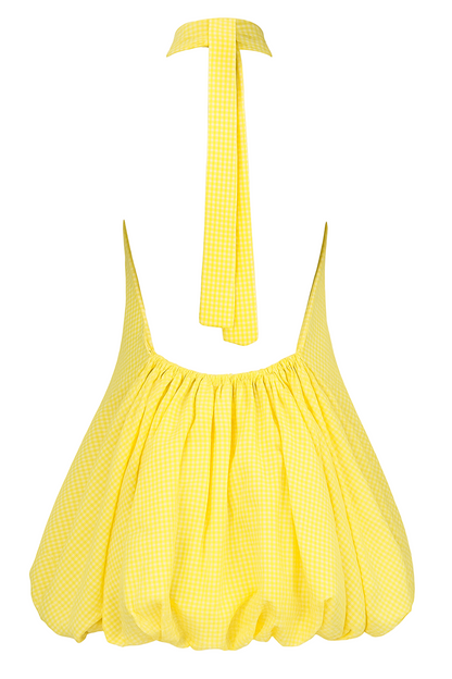 back of yellow bubble dress